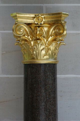 Large Neoclassical Granite And Gilt Bronze Column, 20th Century. photo for sale