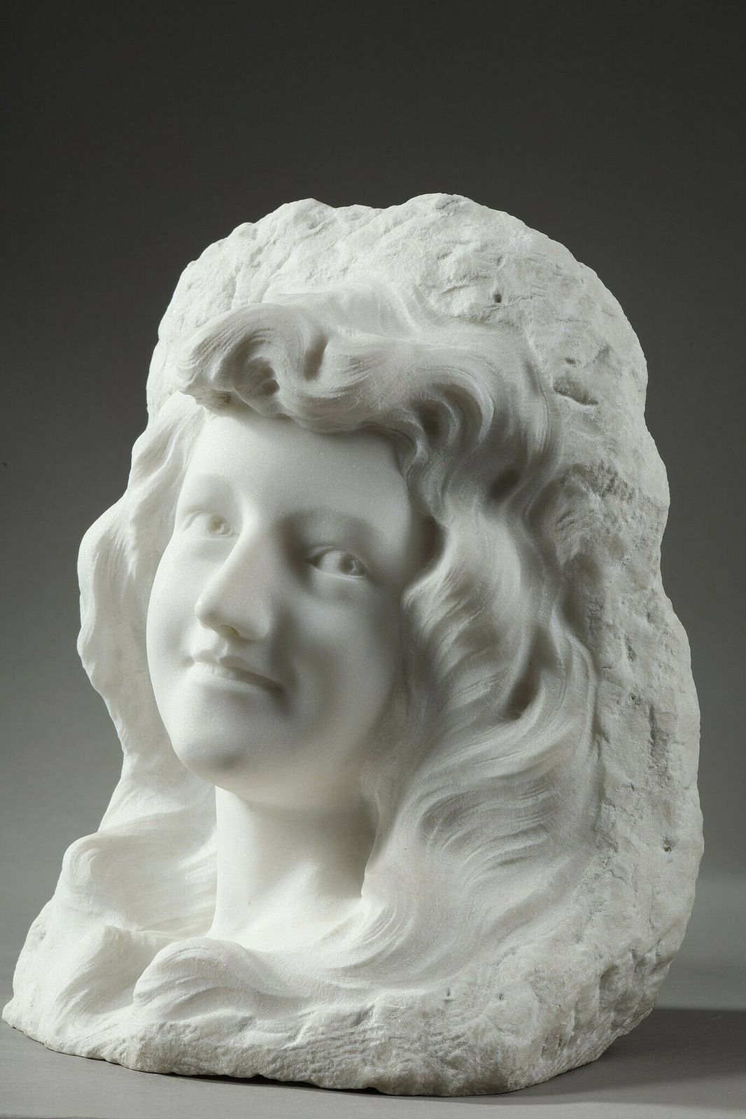 Bust Of A Young Woman In Carrara Marble, 19th Century photo buy