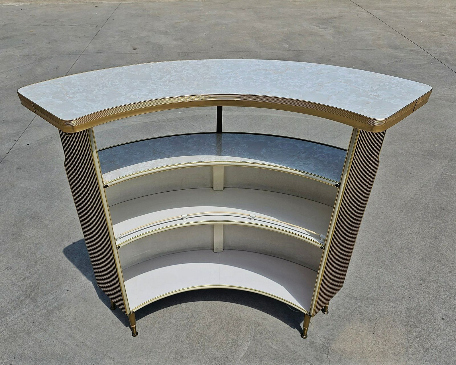 Extremely Rare Mid Century Modern Home Cocktail Bar With Bar Stools And Shelved Mirror // Made In The United Kingdom In 1950s photo furniture