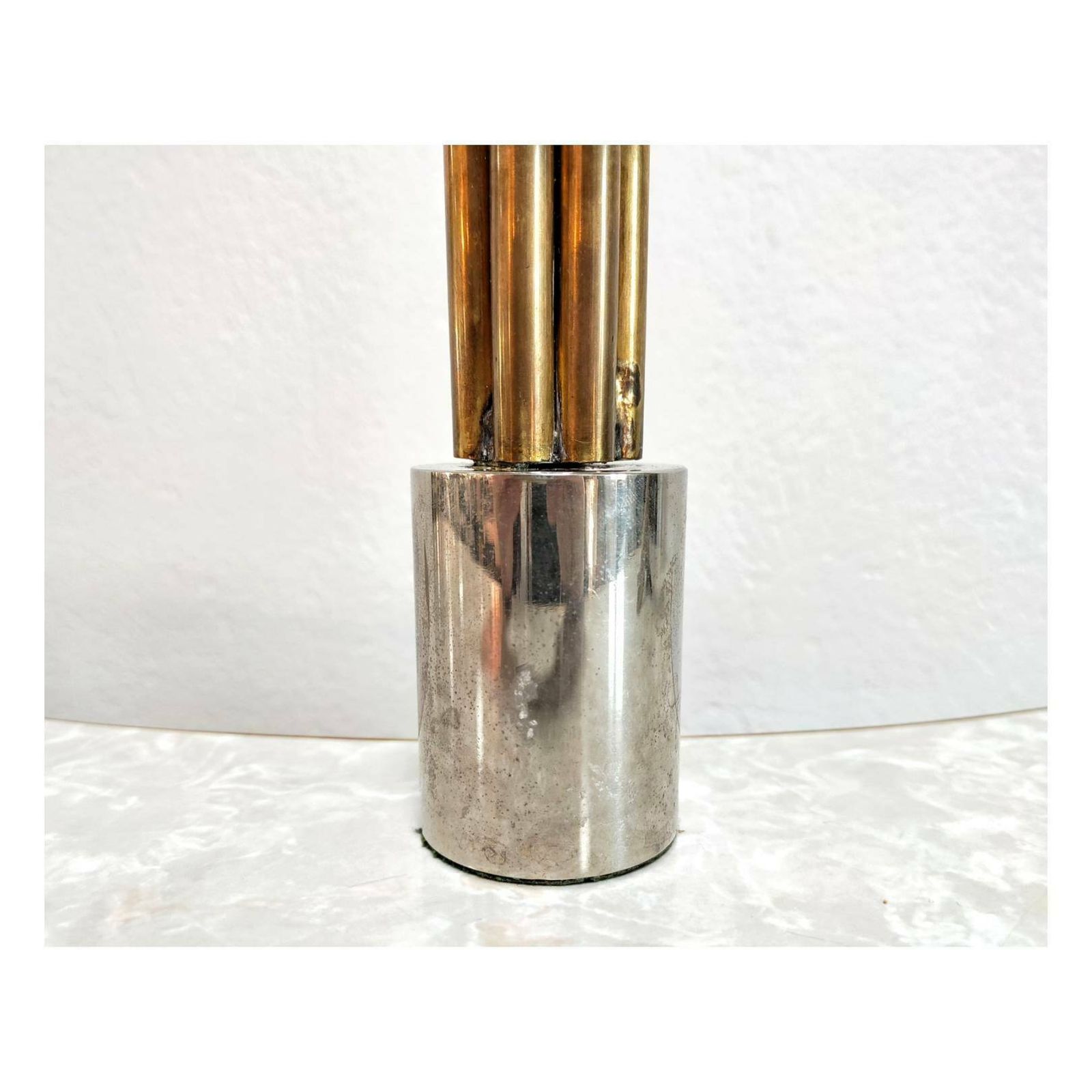 Rare Brutalist Three Arm Candlestick Holder Done In Bronze // Made In Italy In 1970s photo vinterior