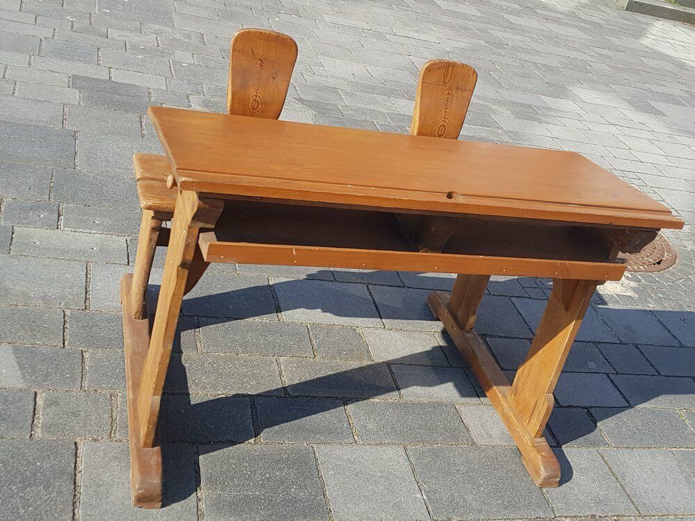 Antique Scandinavian Wooden School Desk photo furniture