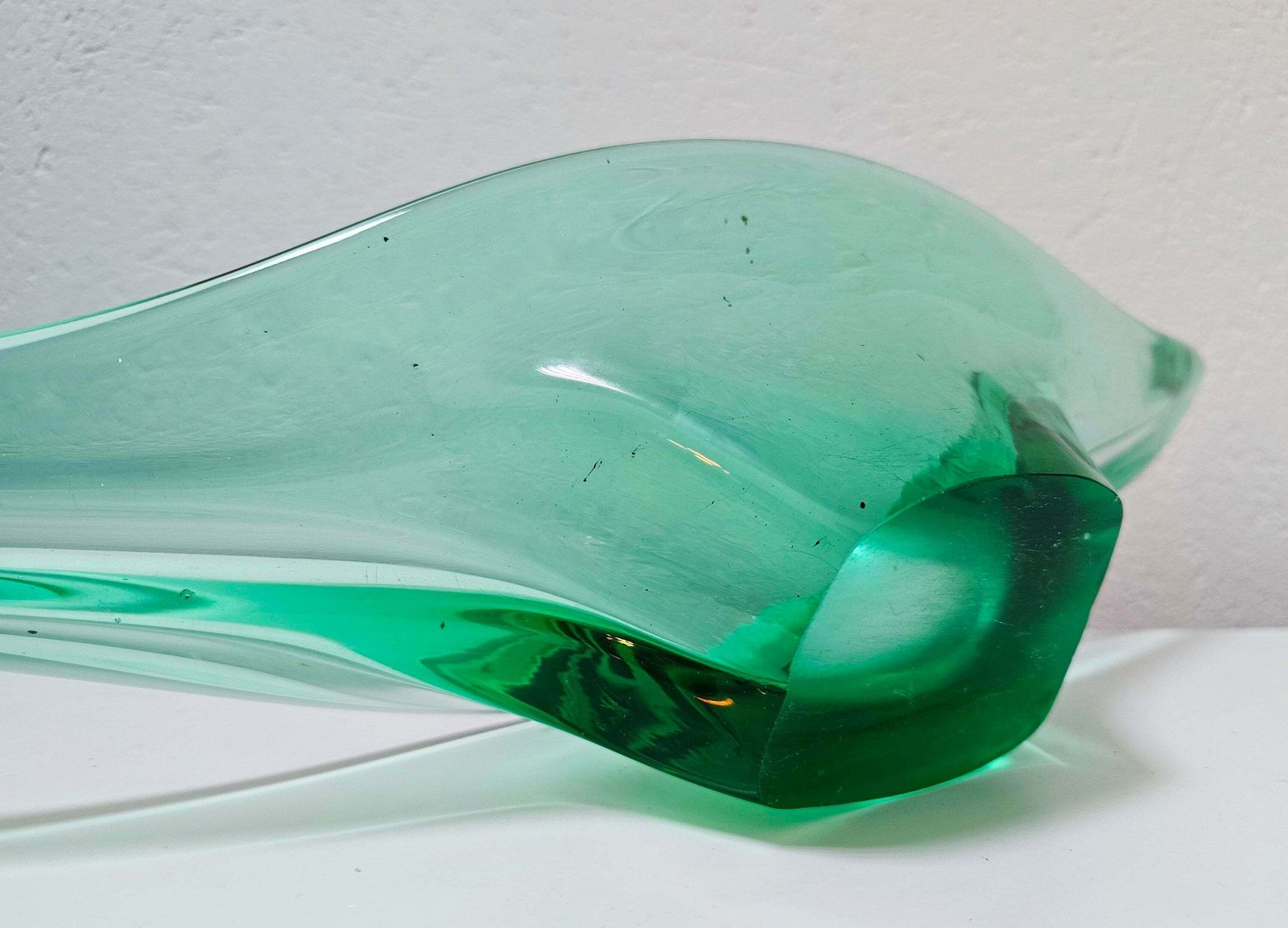 Gorgeous And Rare Xxl Green Murano Glass Bowl // Mid Century Modern Murano Vase Bowl // Handmade In Italy In 1960s photo Home Decor