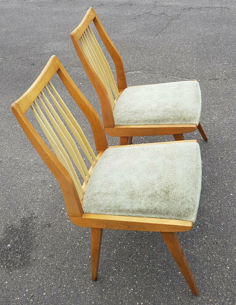 Wooden Dining Chairs With Sprout Backs, 1950s, Set Of 2 photo for sale