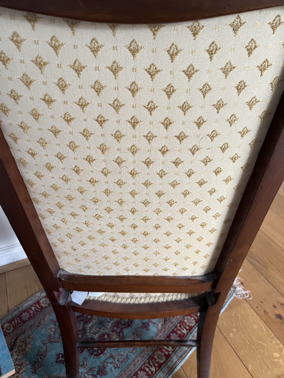 Antique Chair With Arms And Cream Upholstery photo 50.0