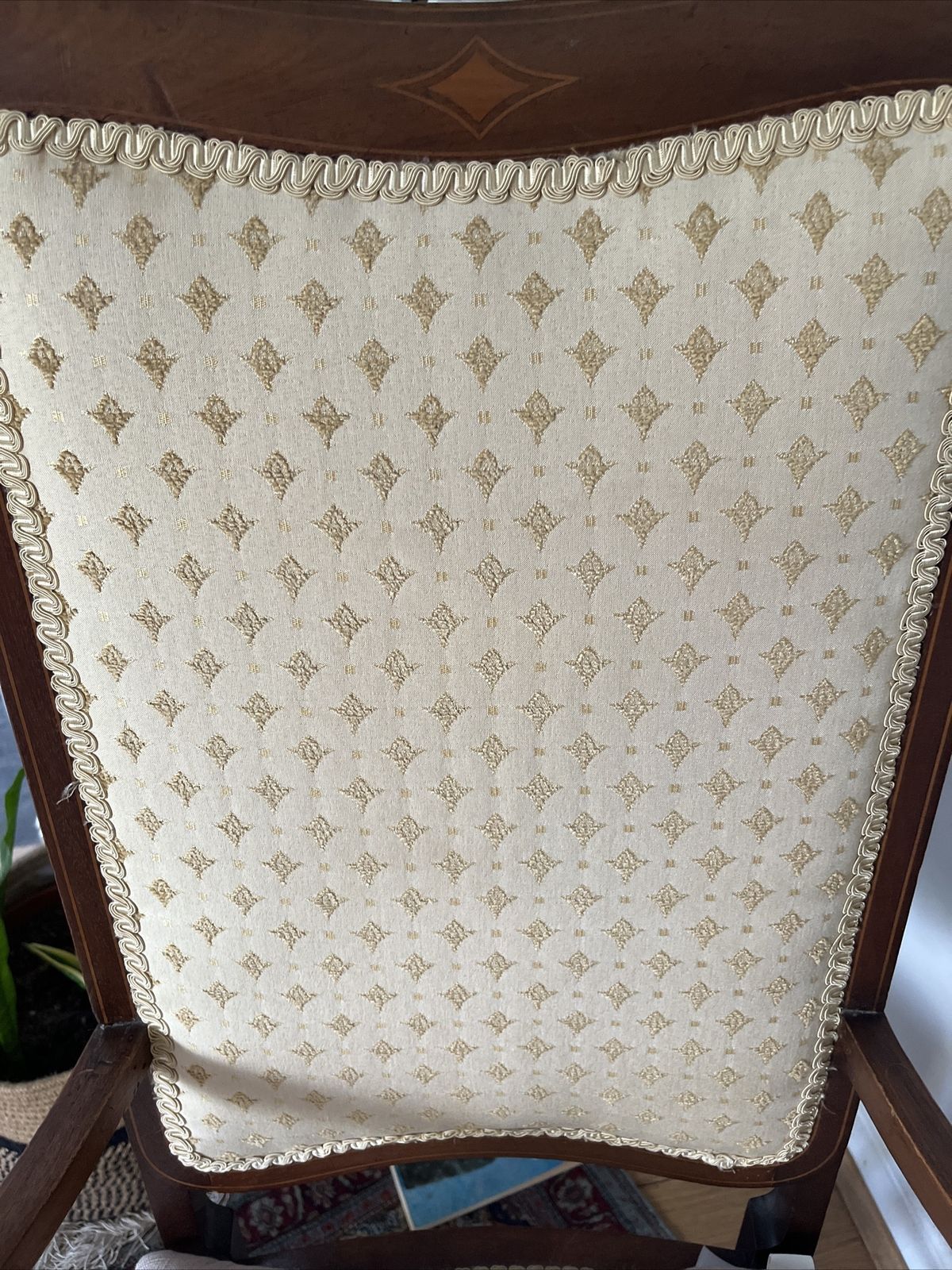 Antique Chair With Arms And Cream Upholstery photo vinterior
