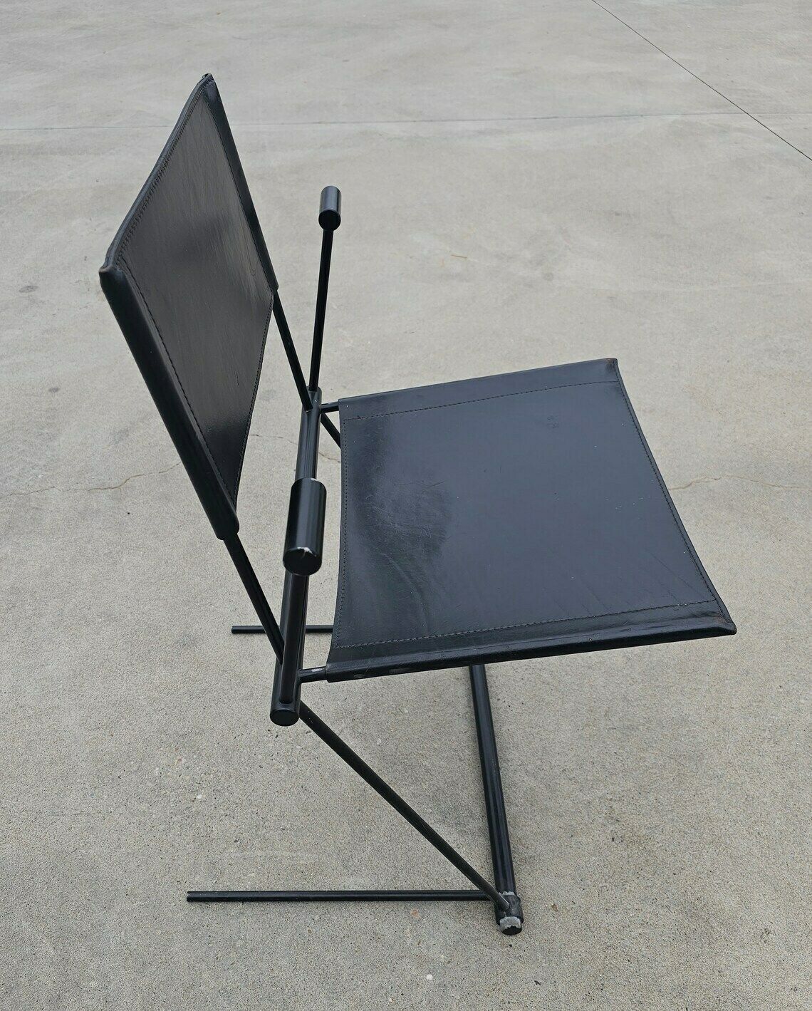 Set Of 4 Ballerina Dining Chairs By Herbert Ohl For Matteo Grassi In Black Leather // Postmodern Dining Chairs // Made In Italy In 1990s photo for sale