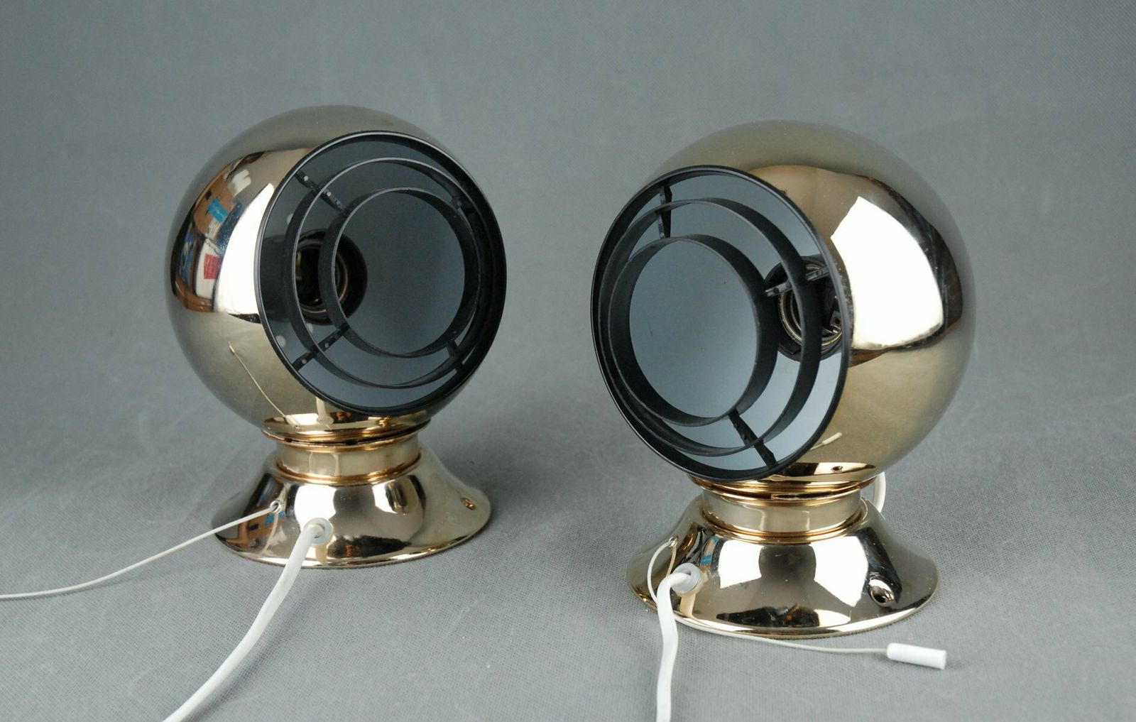 24 Carot Gold Plated Magnetic Eyeball Wall Lamps From Abo Rangers, Denmark, Set Of 2 photo for sale
