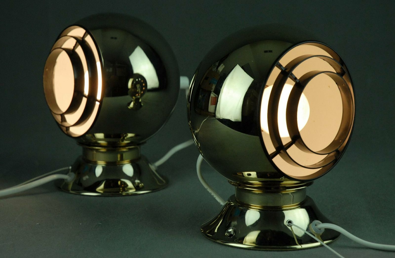 24 Carot Gold Plated Magnetic Eyeball Wall Lamps From Abo Rangers, Denmark, Set Of 2 photo furniture