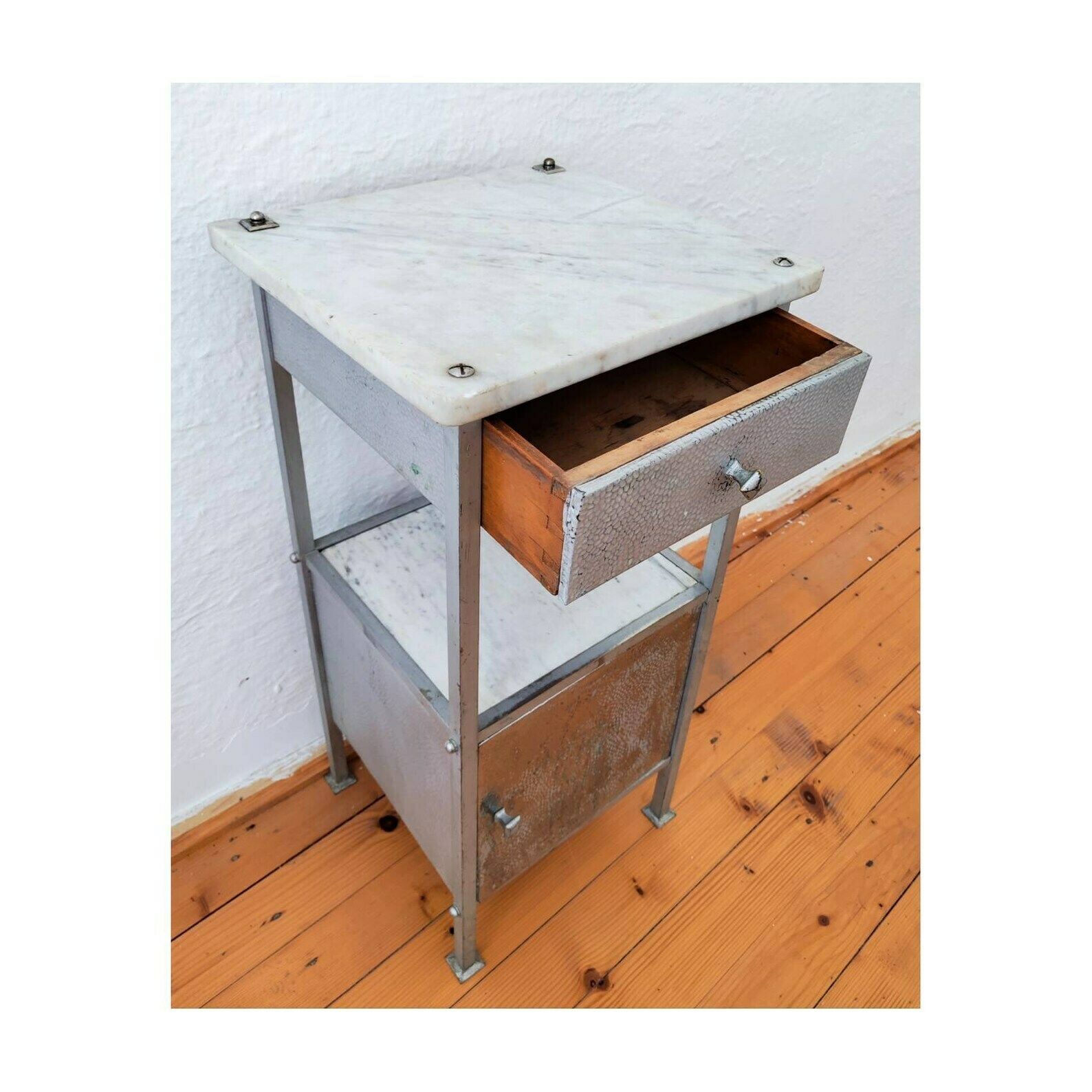 Extremely Rare Bathroom Stand Done In Nickel Plated Brass // Vienna Secession Medicine Cabinet // Antique Bathroom Stand // Made In Austria photo vinterior