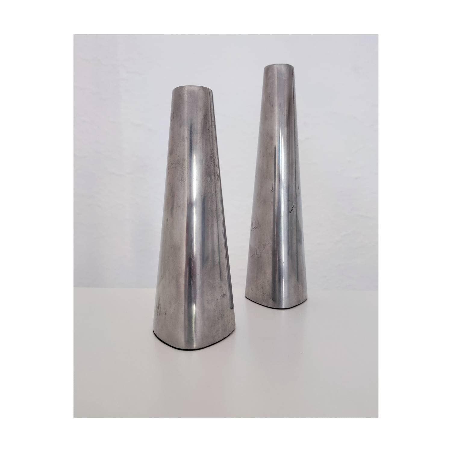 Pair Of Vintage Ikea Chrome Plated Candle Holders // Vintage Candlestick Holders // Modernist Candle Holders // Made In Sweden In 1980s photo for sale