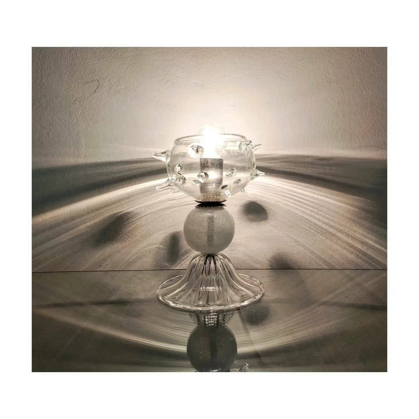 Rare Mid Century Modern Murano Glass Lamp // Handmade Accent Glass Lamp // Spiky Glass Lamp // Made In Italy In 1970s