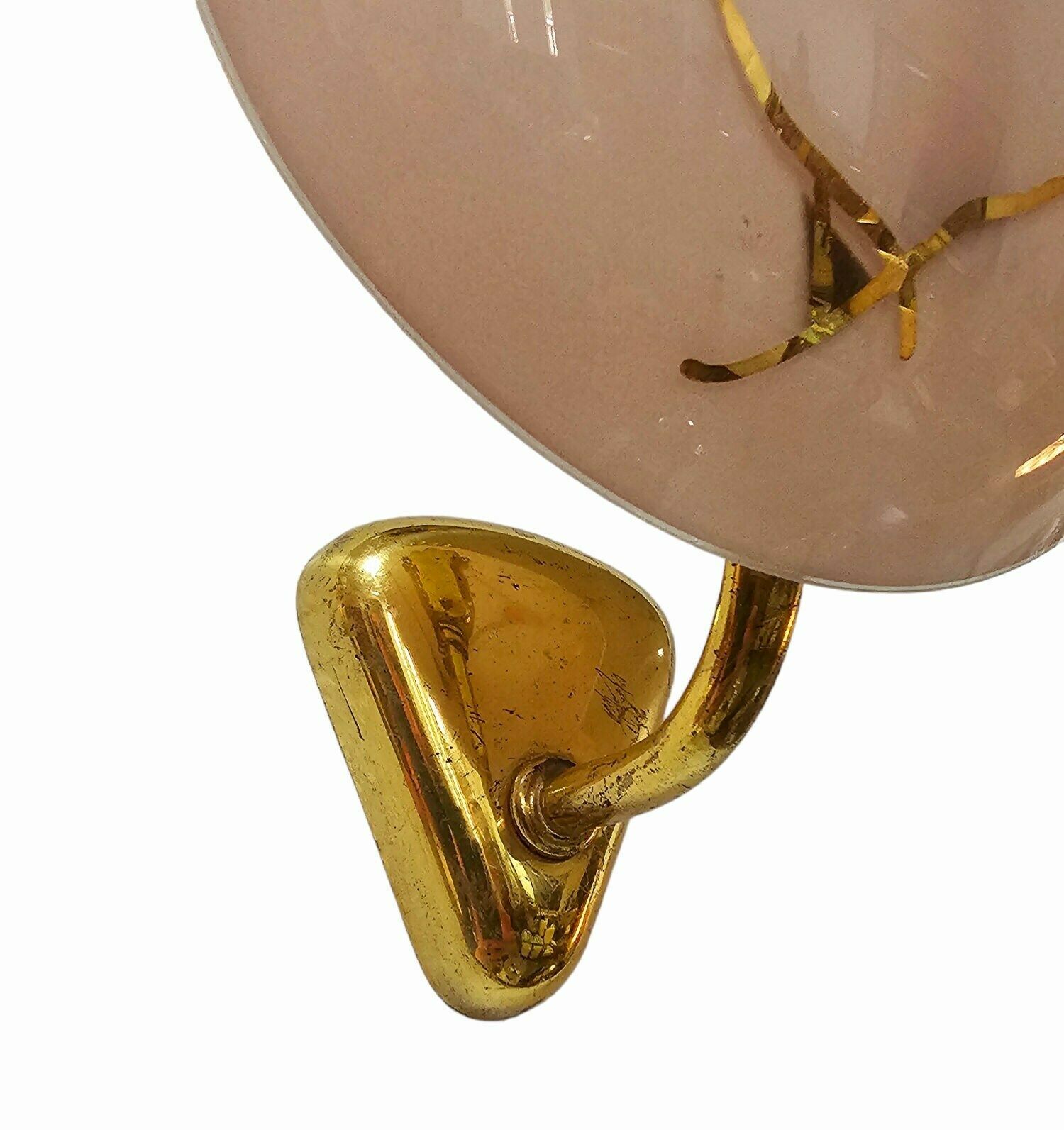 1 Of 3 Very Rare French Bronze Sconces With Powder Pink Glass Shades // Hollywood Regency Sconces // Made In France In 1950s photo furniture