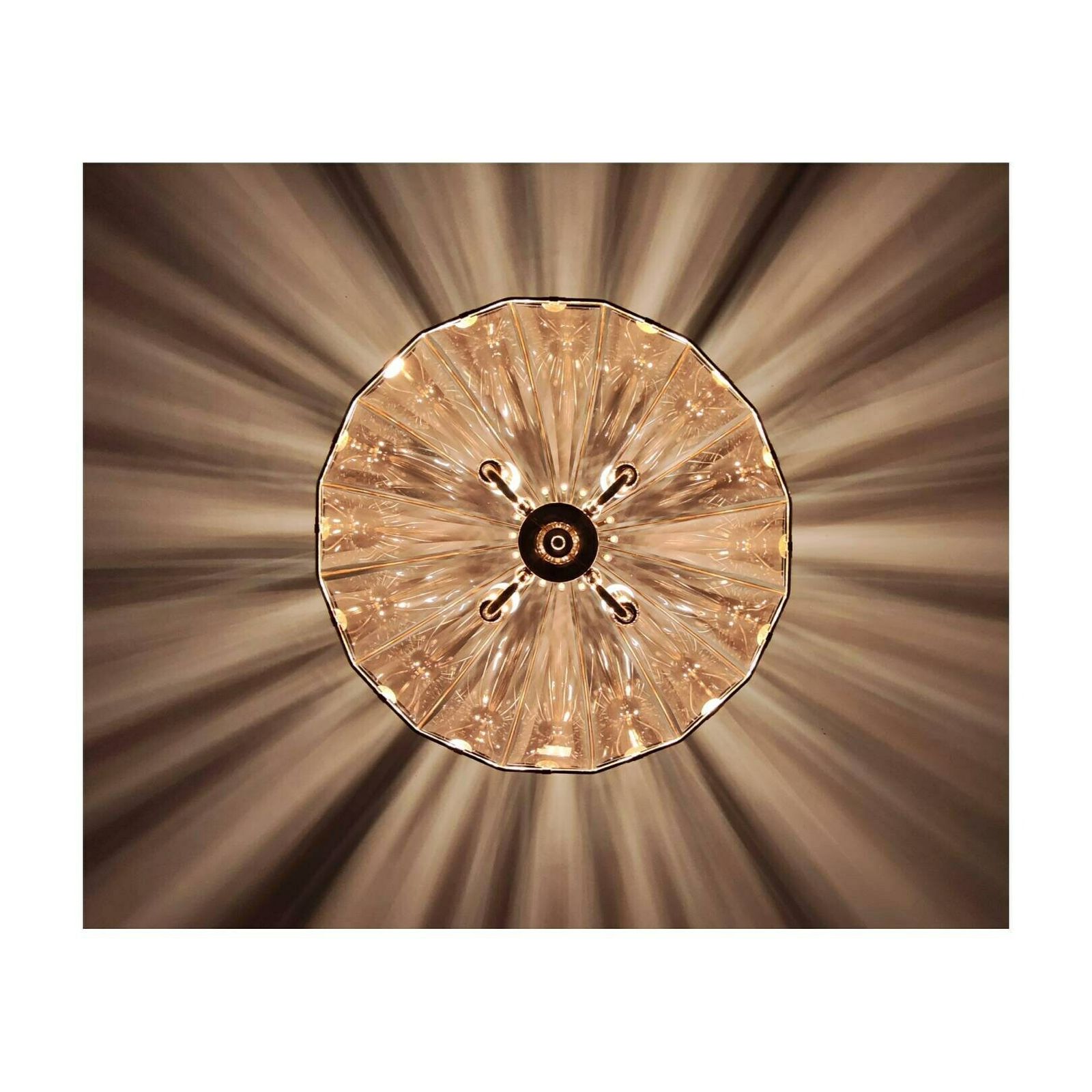 Very Rare Mid Century Modern Pendant/Chandelier By Honsel // Pink/Peach Faceted Glass Chandelier // Made In West Germany In 1970s photo for sale