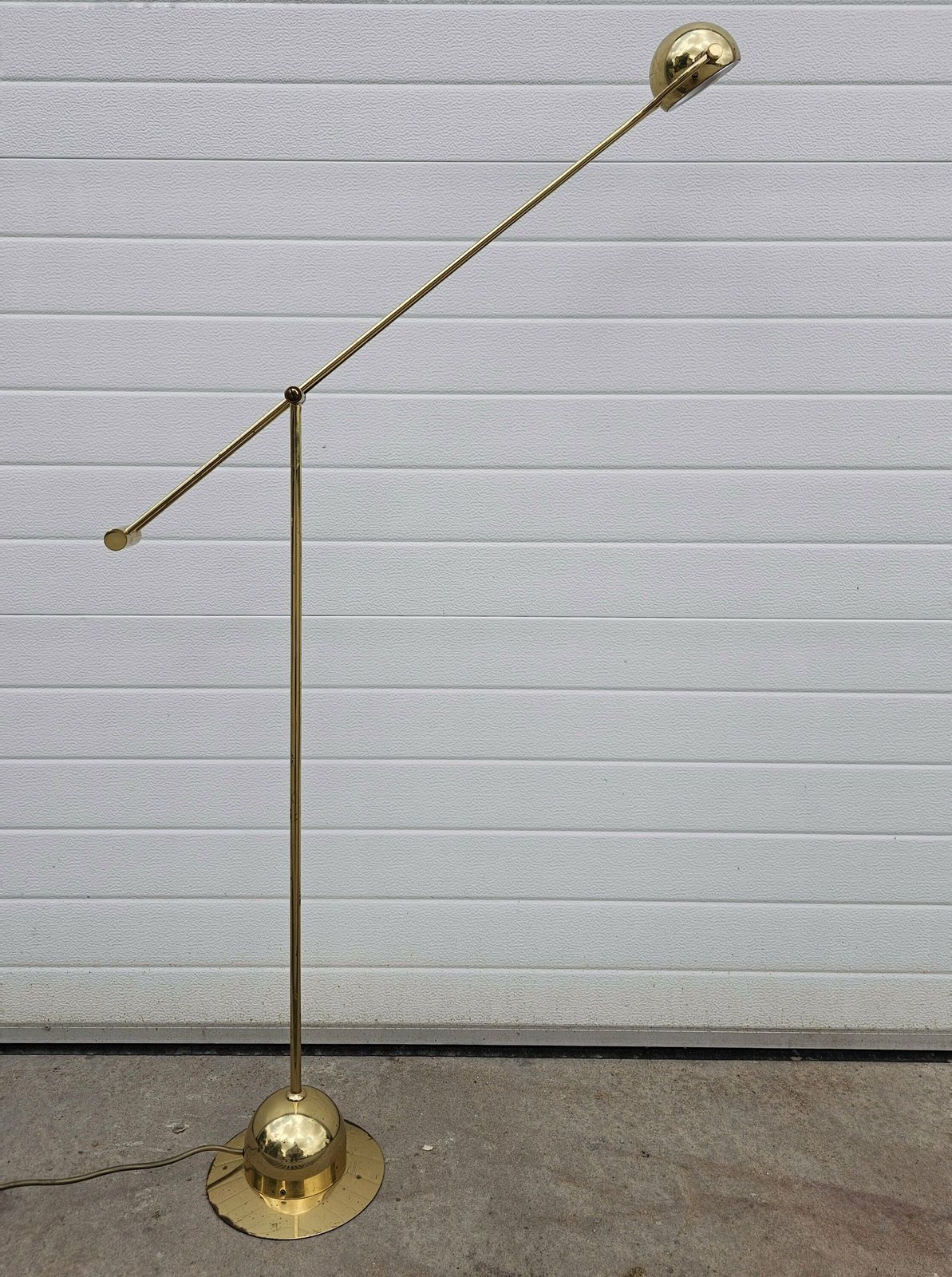 Rare Adjustable Brass Floor Lamp By Fischer Leuchten / Vintage Adjustable Floor Lamp With Counterweight / Made In West Germany In 1970s photo furniture