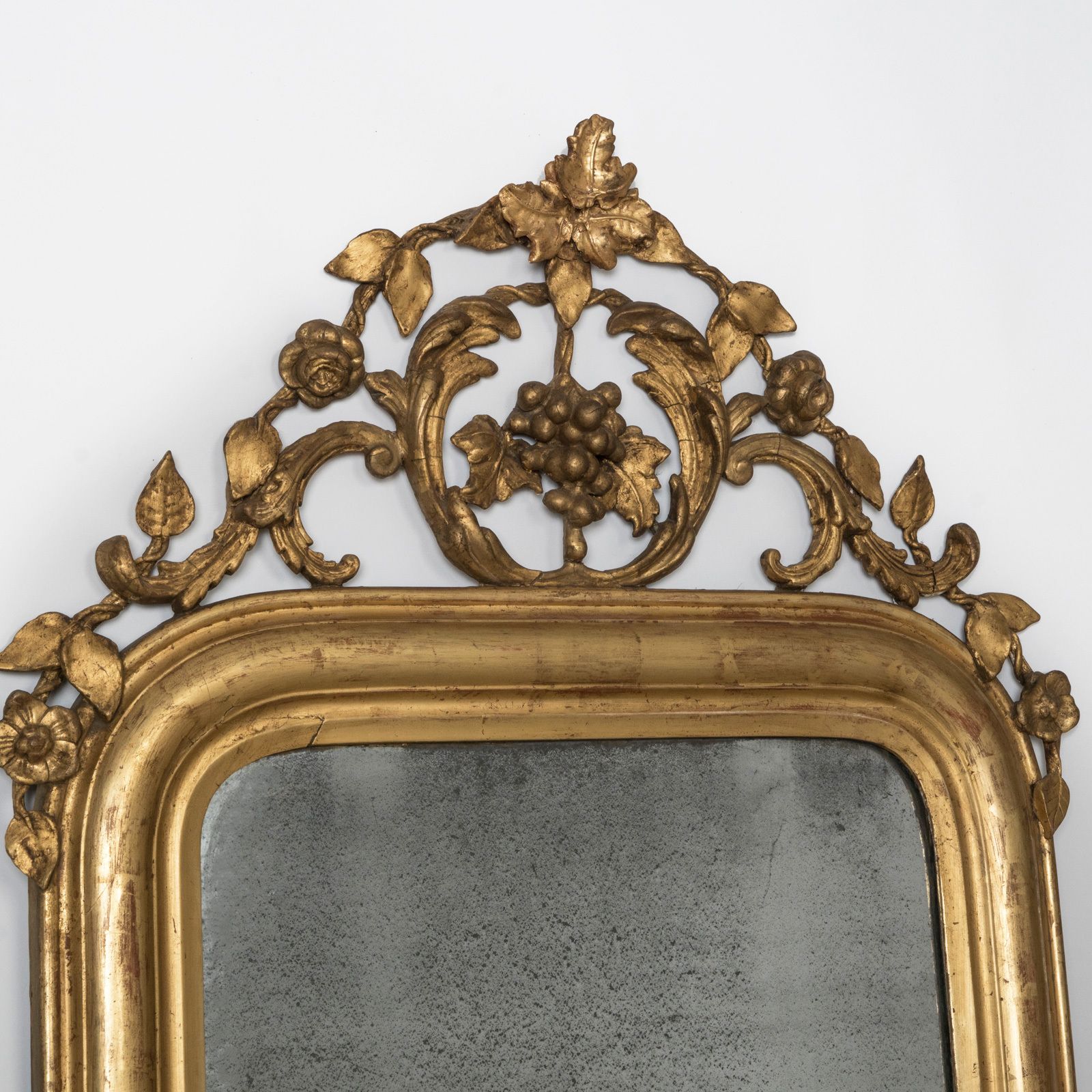 19th Century Antique French Louis Philippe Mirror With Foliage And Grape Motifs photo for sale