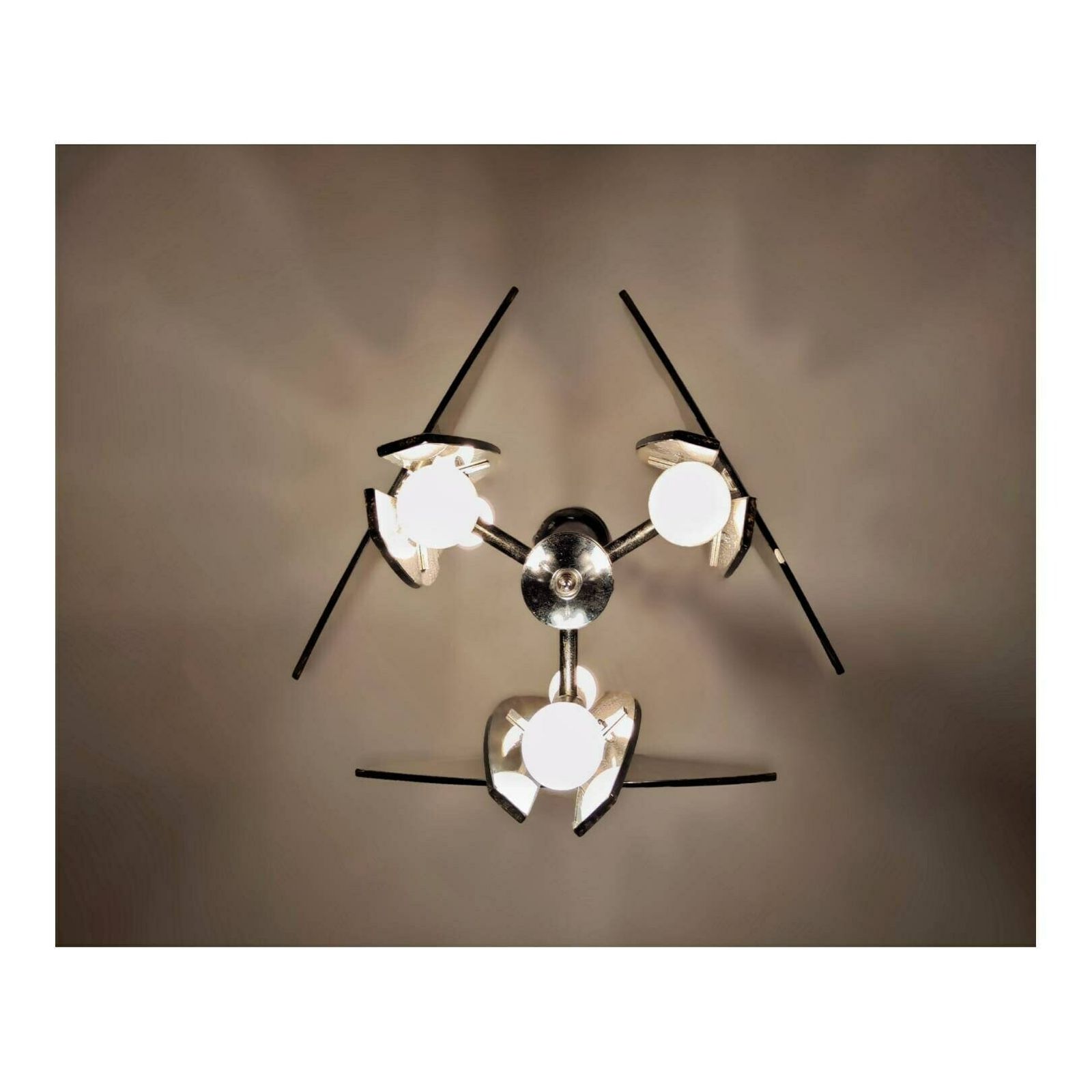 Glass Pendant Light By Veca In Chrome And Smoked Glass // Veca Chandelier In Murano Glass // Made In Italy In 1970s photo vinterior