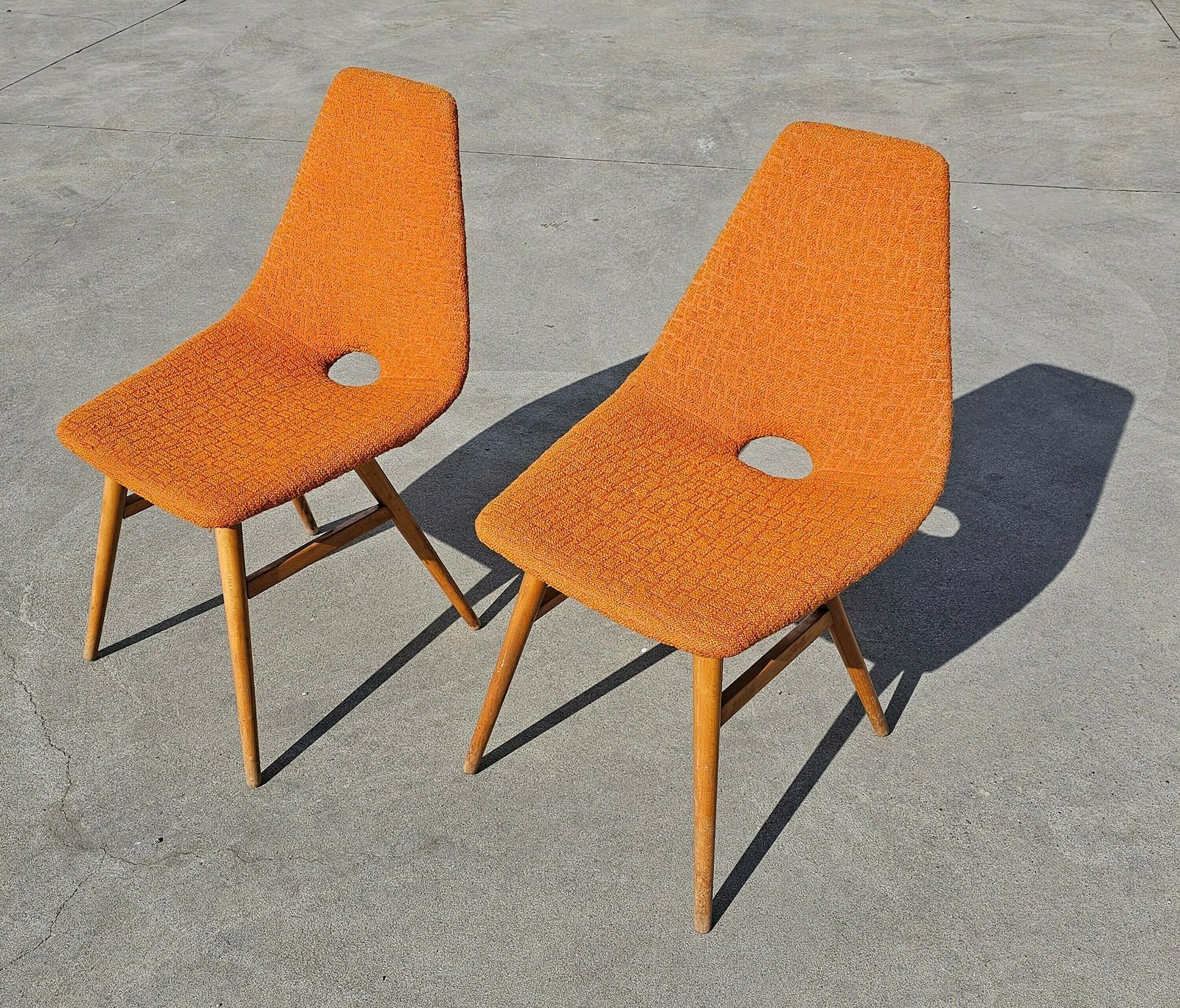 Pair Of Rare Mid Century Modern Lounge Chairs By Judit Burian With Original Fabric // Made In Hungary In 1959