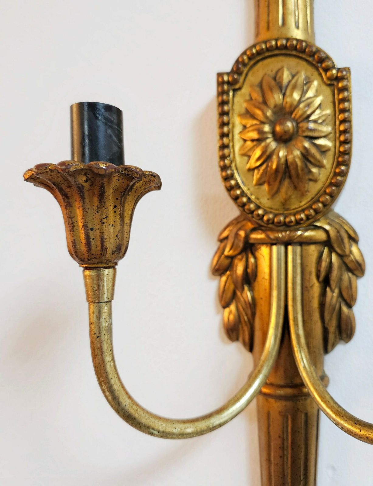 1 Of 5 Extra Large Sconces Done In Neoclassical Style // Gilt Resin Wall Sconces // Made In Belgium In 1970 photo Lighting