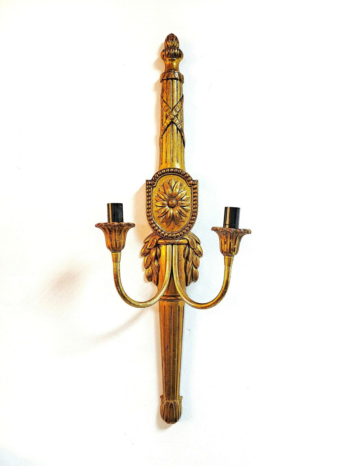 1 Of 5 Extra Large Sconces Done In Neoclassical Style // Gilt Resin Wall Sconces // Made In Belgium In 1970 photo vinterior
