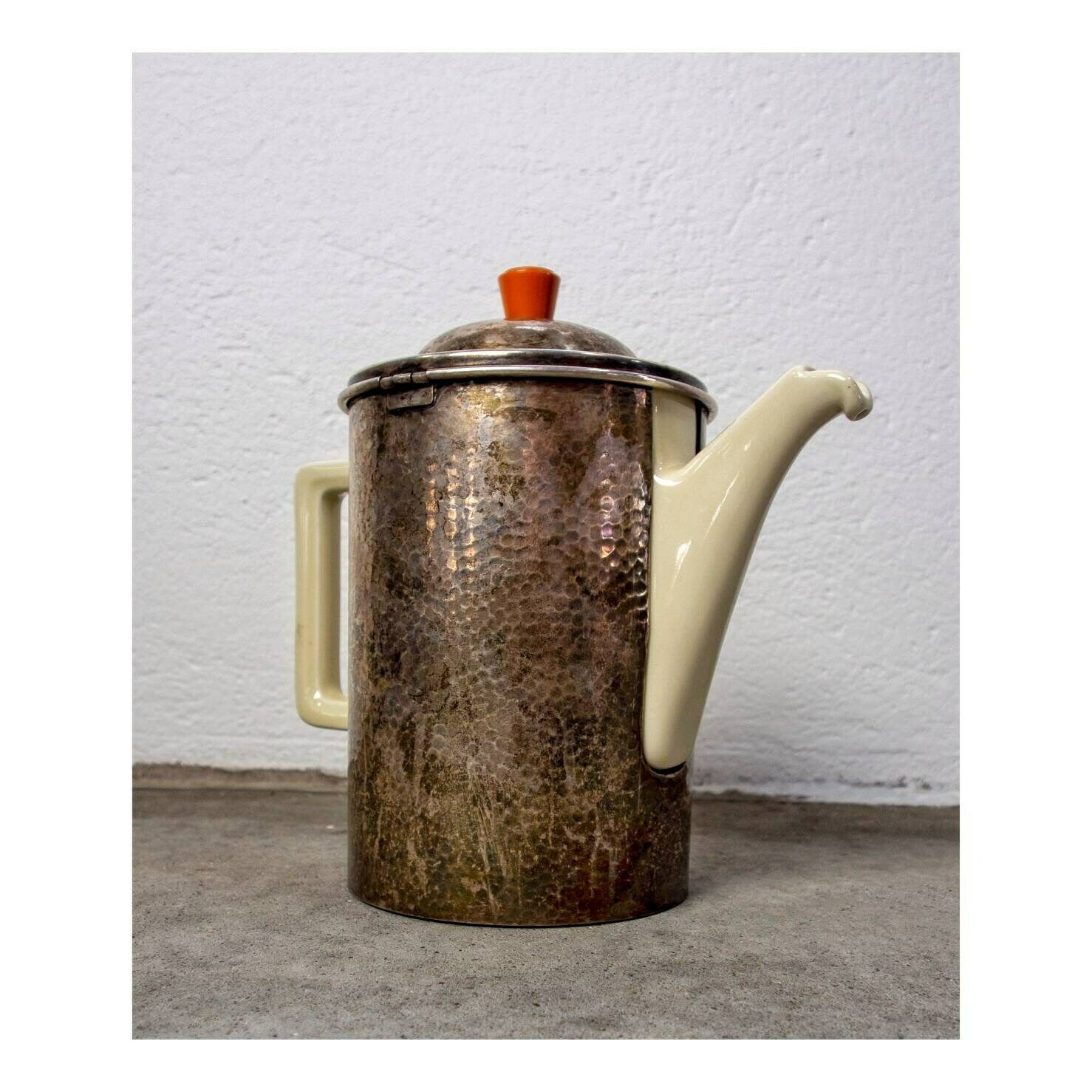 Art Deco Teapot By Bauscher Weiden In Hammered Silver Plated Brass Warmer By Wmf // Antique Teapot // Made In Germany In 1920s photo buy