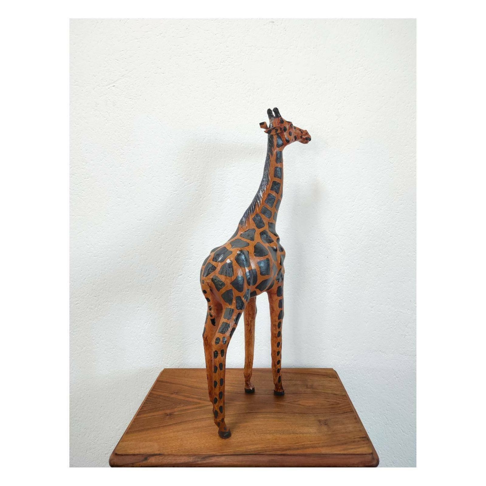 Leather Giraffe Figurine // Painted Leather Giraffe Sculpture// Mid Century Modern Giraffe Sculpture // Made In England In 1950s photo 315.0