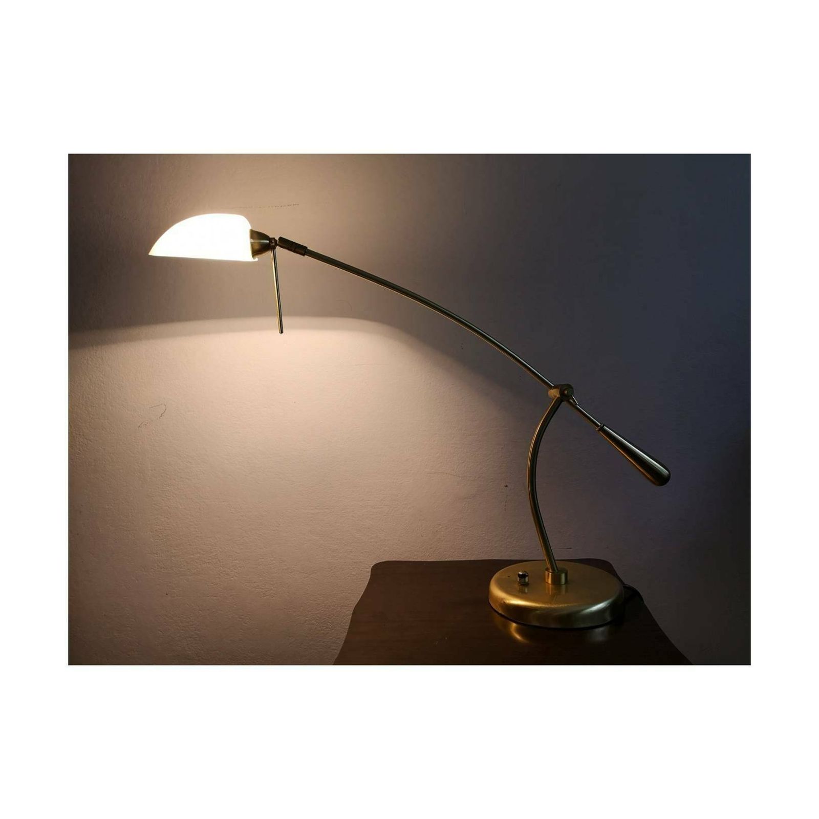 Mid Century Modern Desk Lamp By Fischer Leuchten // Adjustable Desk Lamp With Opaline Glass Shade // Made In West Germany In 1970s photo furniture