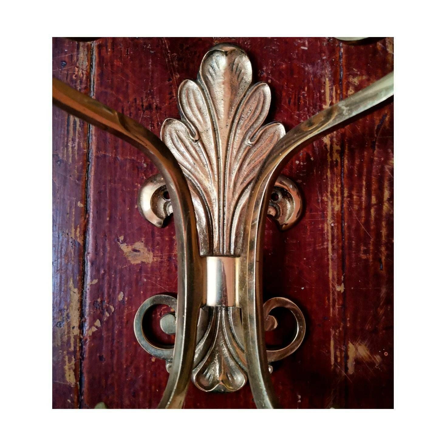 Hollywood Regency Brass Coat Hook // Double Coat Hook In Brass // Large Elegant Double Coat Hook // Made In France In 1950s photo 100.0
