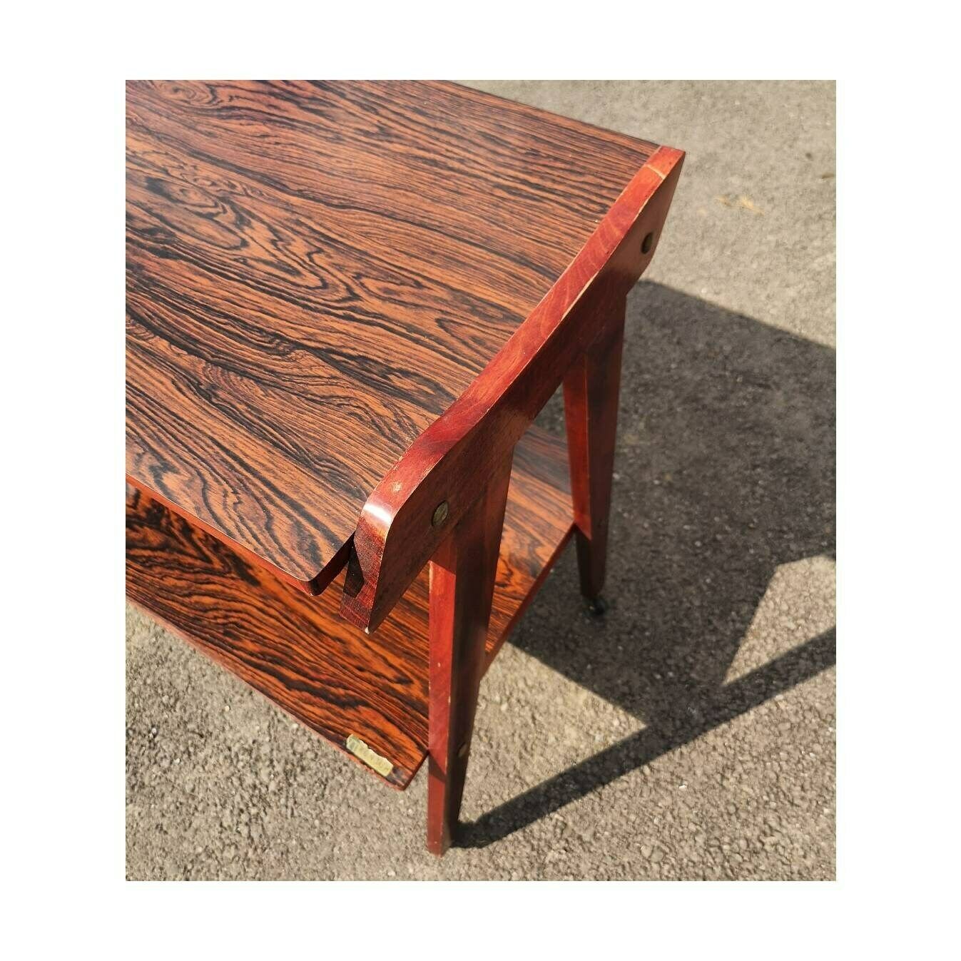 Mid Century Modern Tv Stand On Wheels / Beautiful Vintage Tv Stand With Dramatic Veener / Vintage Side Table / Made In Yugoslavia In 1970s photo furniture