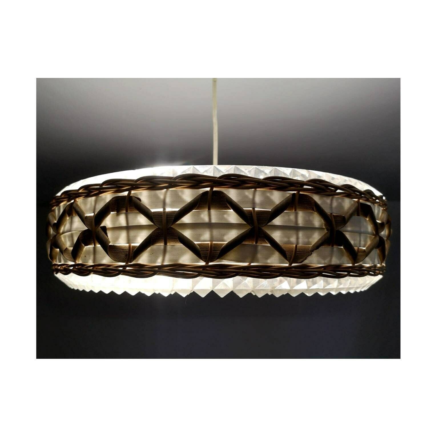 photo furniture Rare Mid Century Modern Pendant Light Done In Lucite And Rattan // Beautiful Space Age Ufo Chandelier // Made In West Germany In 1970s