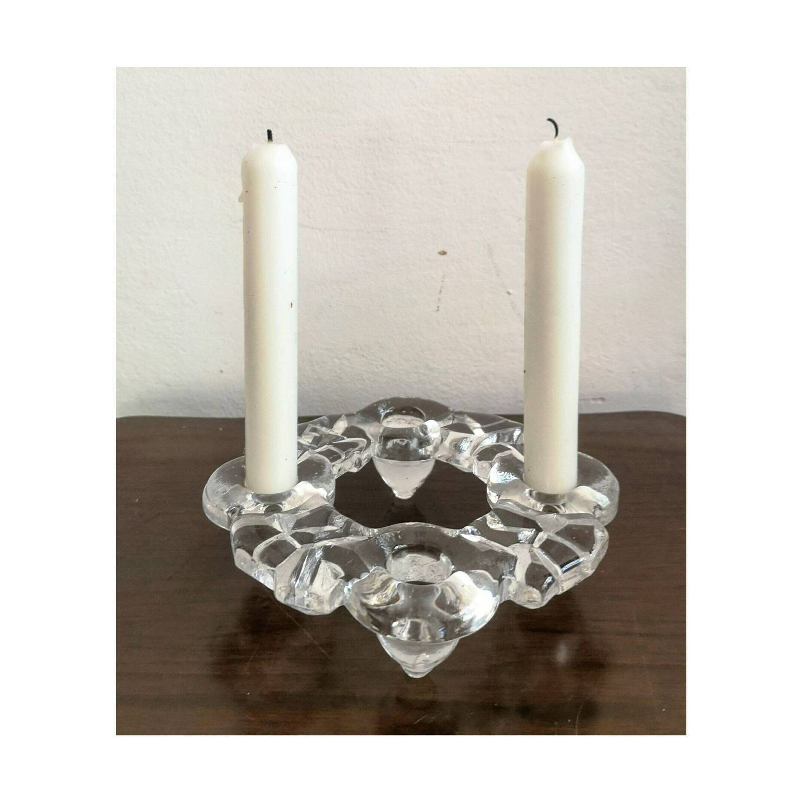 Vintage Scandinavian Glass Candle Holder // Mid Century Modern Glass Candle Holder // Made In Finland In 1970s photo furniture