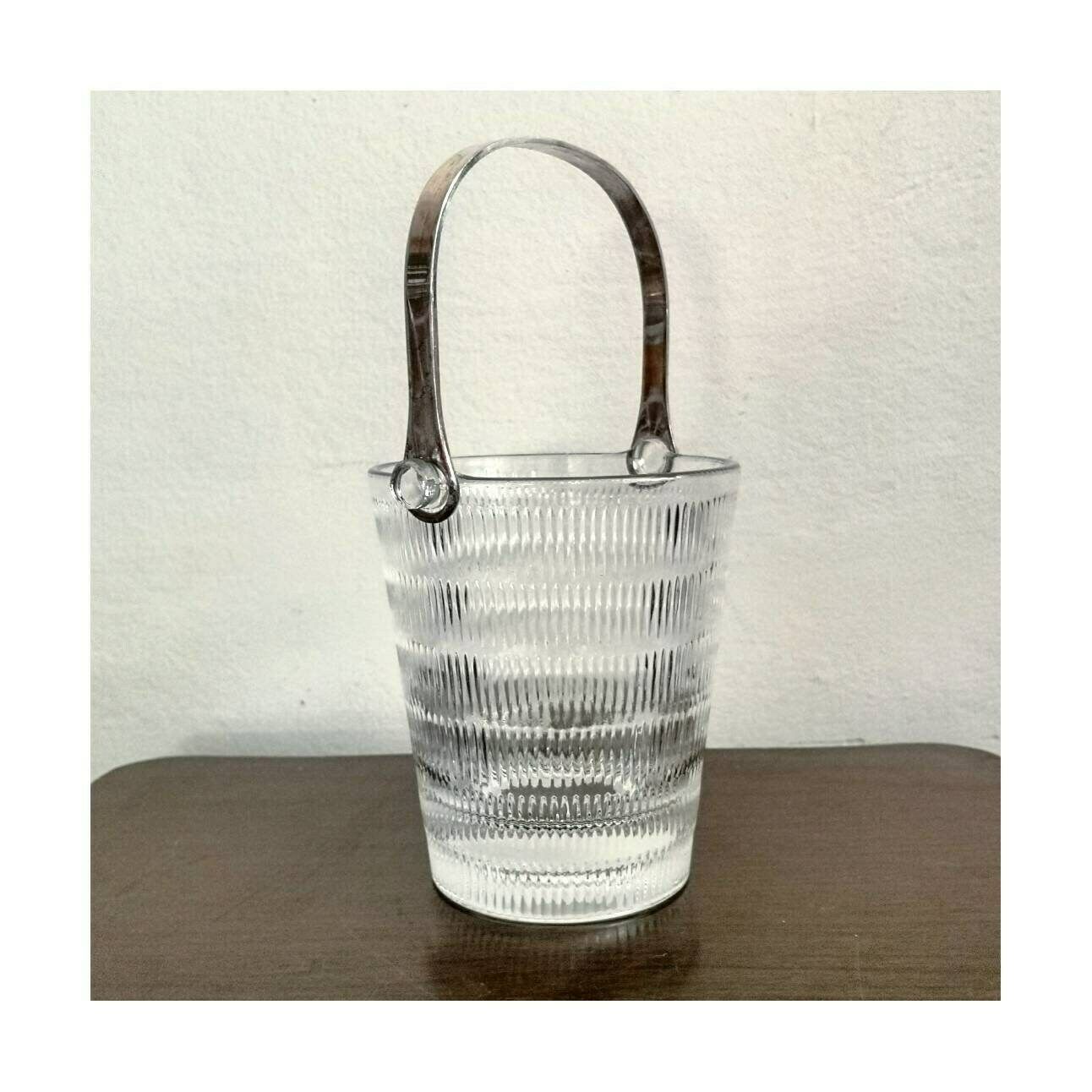 Mid Century Modern Ice Backet By Wmf // Silver Plated Crystal Ice Bucket By Wmf // Made In West Germany In 1960s photo 92.0