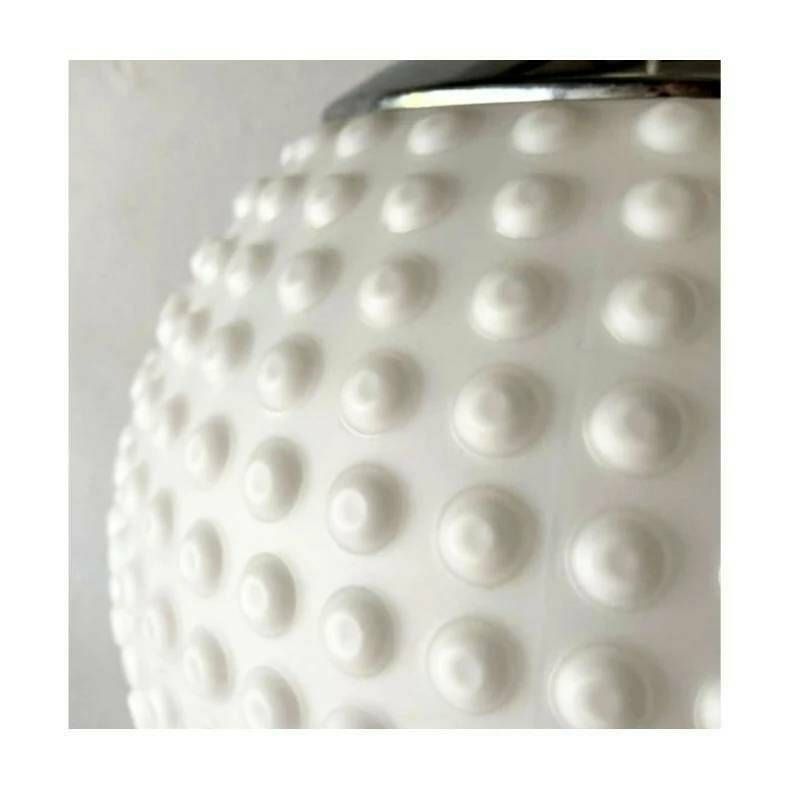 Space Age Opaline Glass Pendant Light By Rolf Kruger For Staff // Hobnail Globe Opaline Glass Pendant // Made In West Germany In 1970s photo for sale