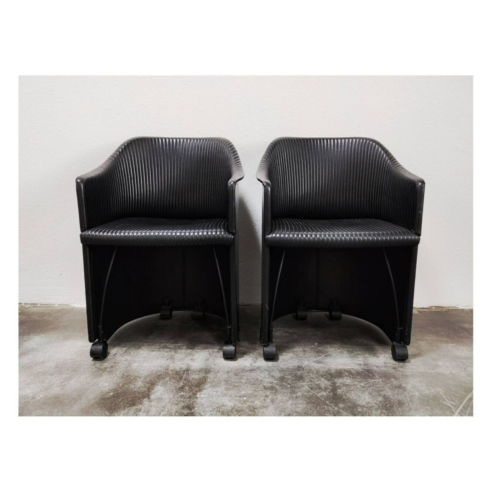 photo furniture 1of4 Leather Armchairs By Afra And Tobia Scarpa // Postmodern Armchairs With Wheels For Maxalto Artona Collection // Made In Italy In 1985