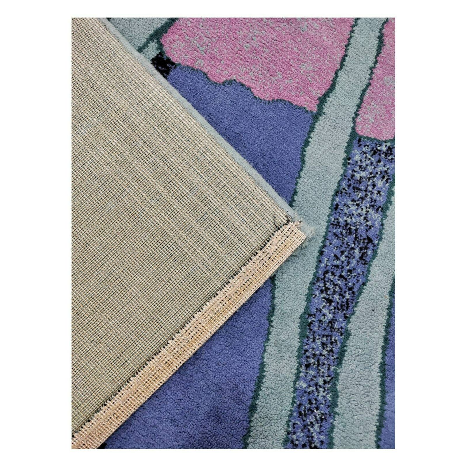 Postmodernist Abstract Rug // Vintage Woolen Rug In Pastel Colours // Made In West Germany In 1970s photo vintage