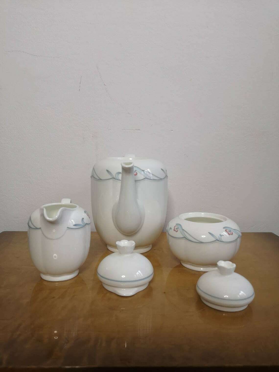 Vintage Villeroy And Boch Florina Set // Teapot, Sugar And Creamer Set // German Fine China Set photo vinterior