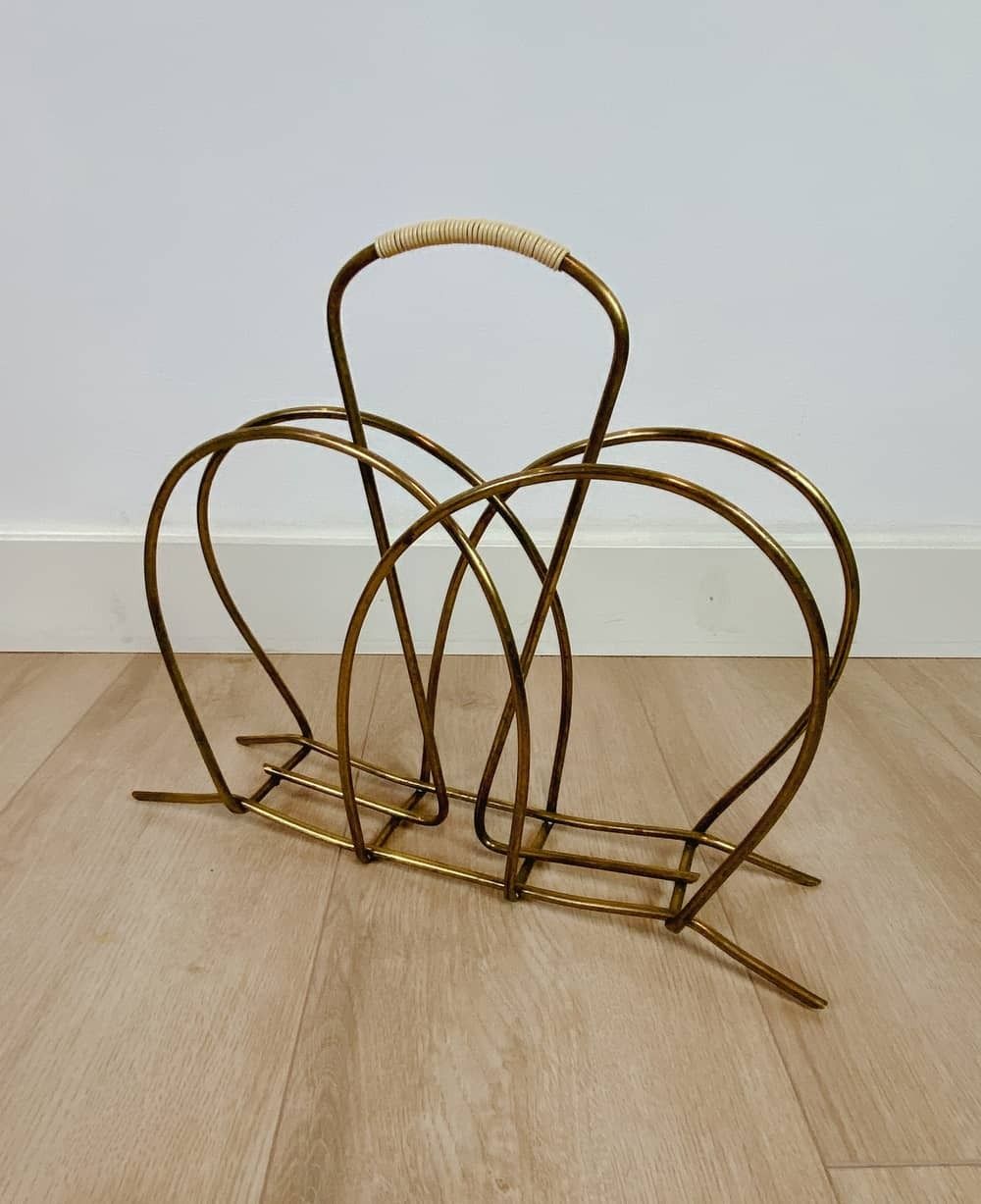 Vintage Brass Magazine Rack, 1960s photo Home Decor