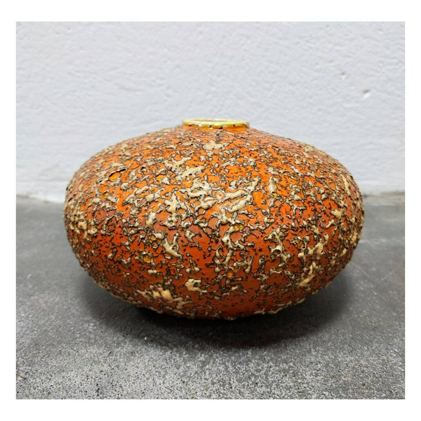 Pair Of Mid Century Modern Fat Lava Glazed Vases // Tofej Pottery  Orange Tofej Ceramics // Made In Hungary In 1970s photo for sale