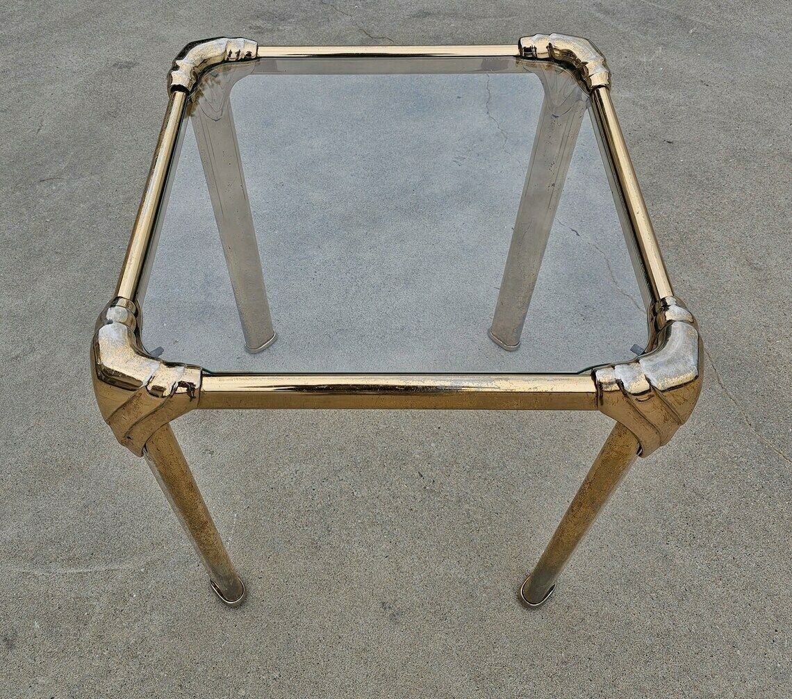 Hollywood Regency Gold Plated Side Table // Vintage Side Table Done In Galvanized Aluminum // Made In Italy In 1960s photo for sale