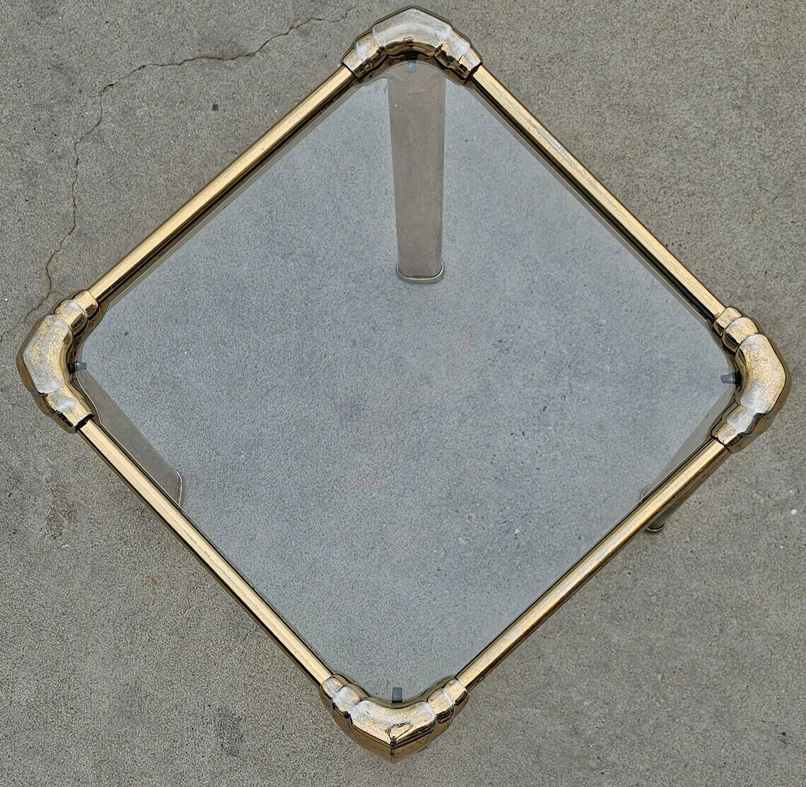 Hollywood Regency Gold Plated Side Table // Vintage Side Table Done In Galvanized Aluminum // Made In Italy In 1960s photo Furniture