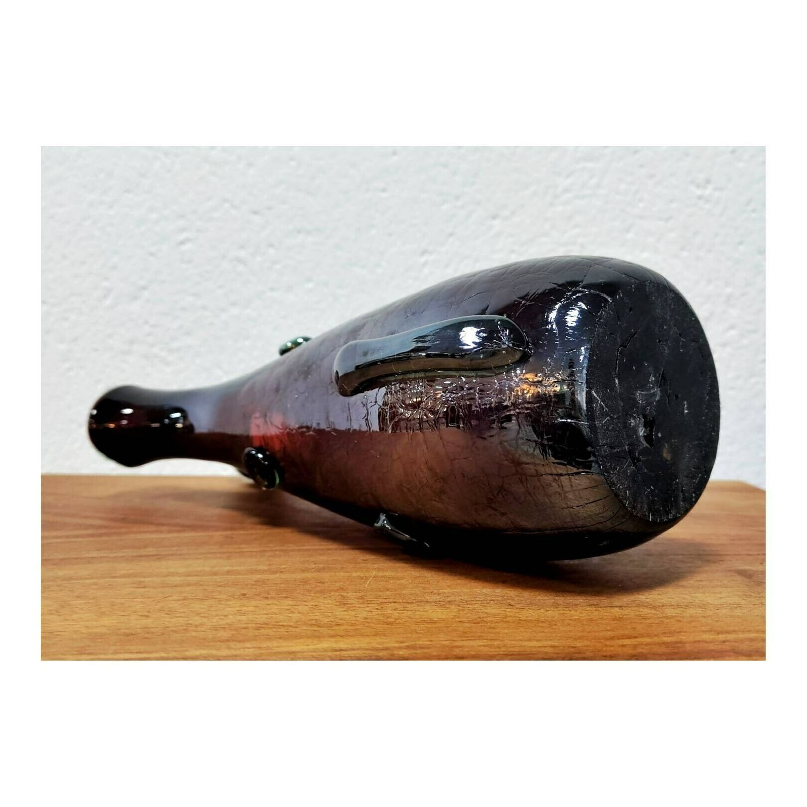 Gorgeous And Rare Heart Shaped Murano Glass Vase // Bi Colour Glass Vase In Burgundy And Green // Made In Italy In 1960s photo buy