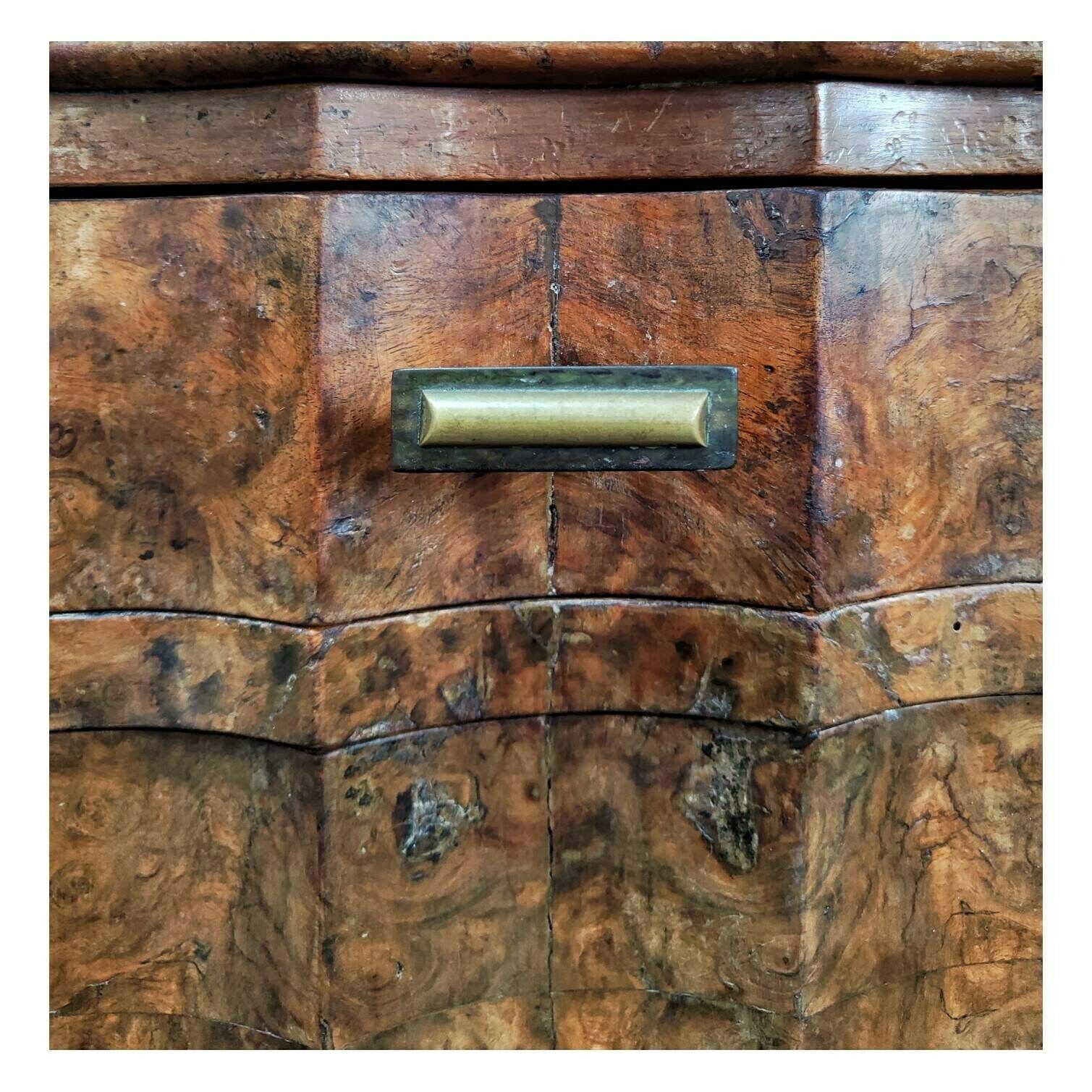 Pair Of Antique Nightstands In Walnut Burl And Marble // Art Deco Nightstands // Art Deco Bedside Cabinets // Made In Italy In 1920s photo for sale