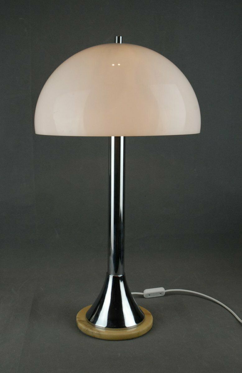 Vintage Perspex Chrome & Marble Base Mushroom Table Lamp By Oma Fabbrica Lampadari, Italy, 1960s photo vintage