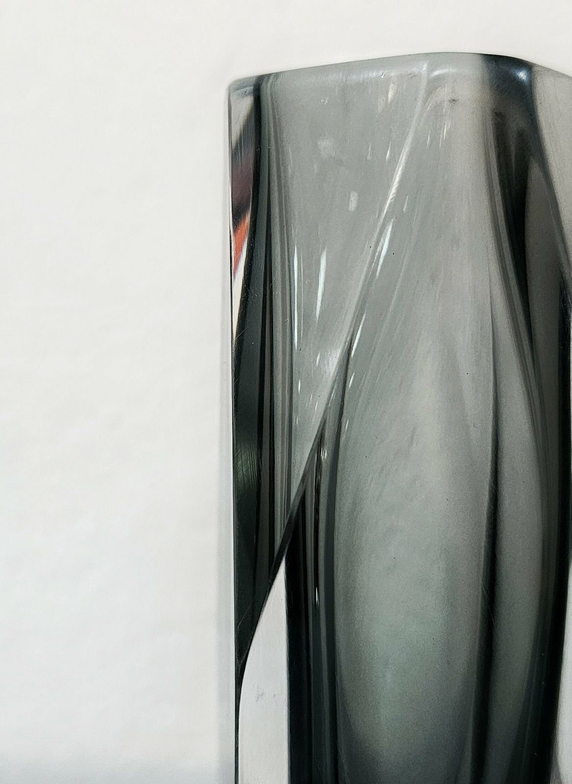 Mid Century Modern Sommerso Vase By Flavio Poli // Gray Murano Glass Vase // Made In Italy In 1960s photo for sale
