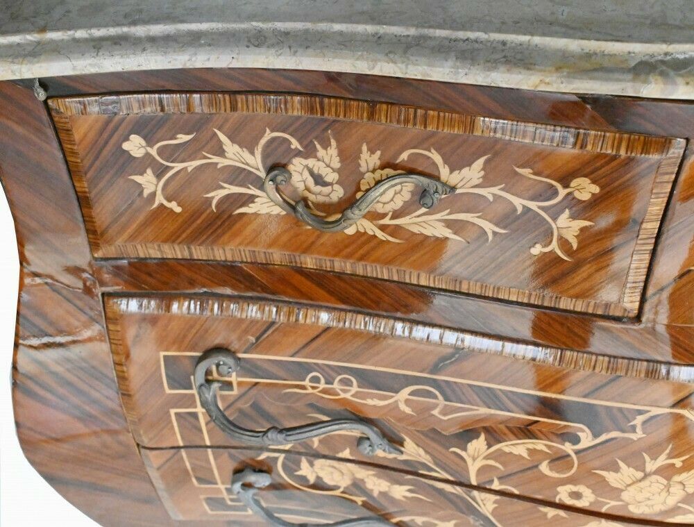 Bombe Chest Of Drawers Empire Commode Marquetry Inlay photo Furniture