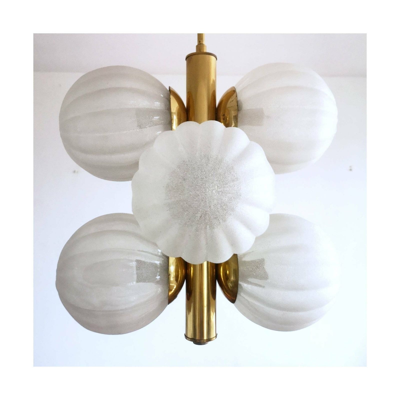 Golden 6 Arm Mid Century Modern Chandelier By Kaiser Leuchten // Golden Sputnik Chandelier // Made In Germany (1960s) photo 1400.0