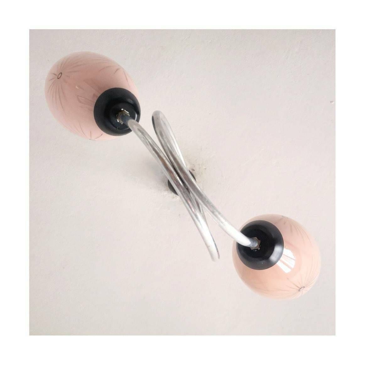 Art Deco Chandelier Shaped As Trumpet // Pink Art Deco Chandelier // Made In Yugoslavia In 1960s photo buy