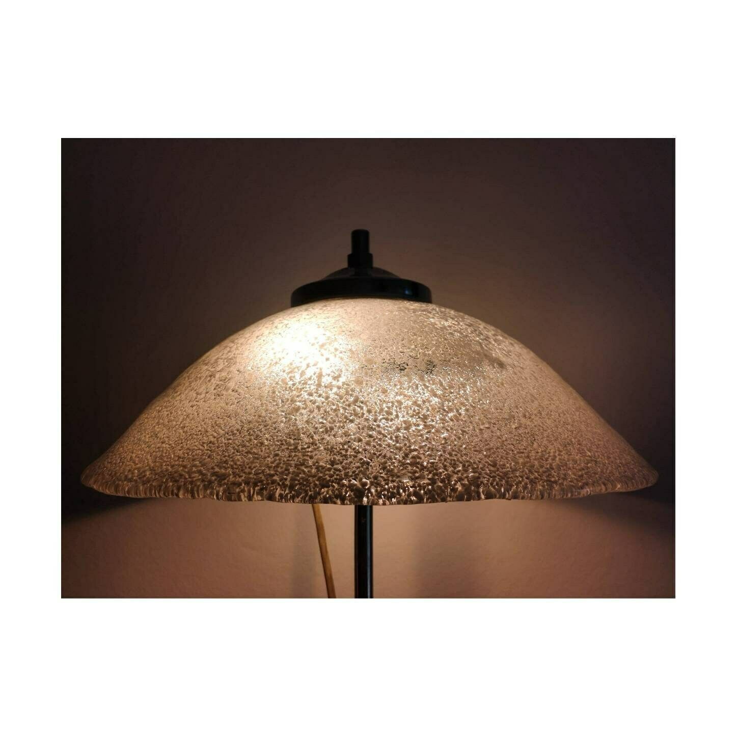 Mid Century Modern Murano Glass Floor Lamp // Tall Murano Glass Lamp // Iced Murano Glass Lamp // Made In Italy In 1970s photo for sale