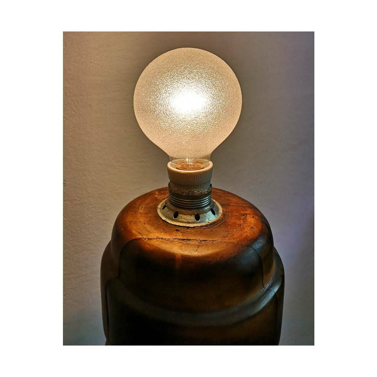 Rare Brutalist Table Lamp By Yugoslav Architect Dusan Dzamonja // Brutalist Timber Table Lamp // Made In Yugoslavia In 1970s photo Lighting