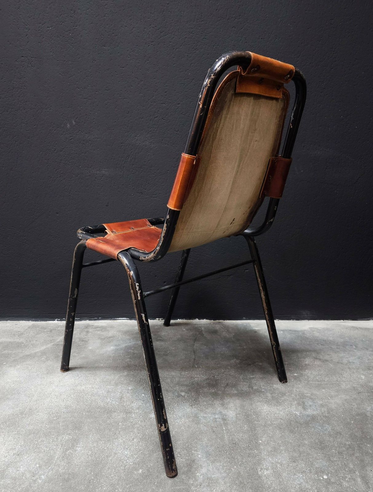 Set Of 3 Bauhaus Chairs "Les Arcs" By Charlotte Perriand, Early Edition // Cognac Leather Dining Chairs // Made In France In 1950s photo furniture