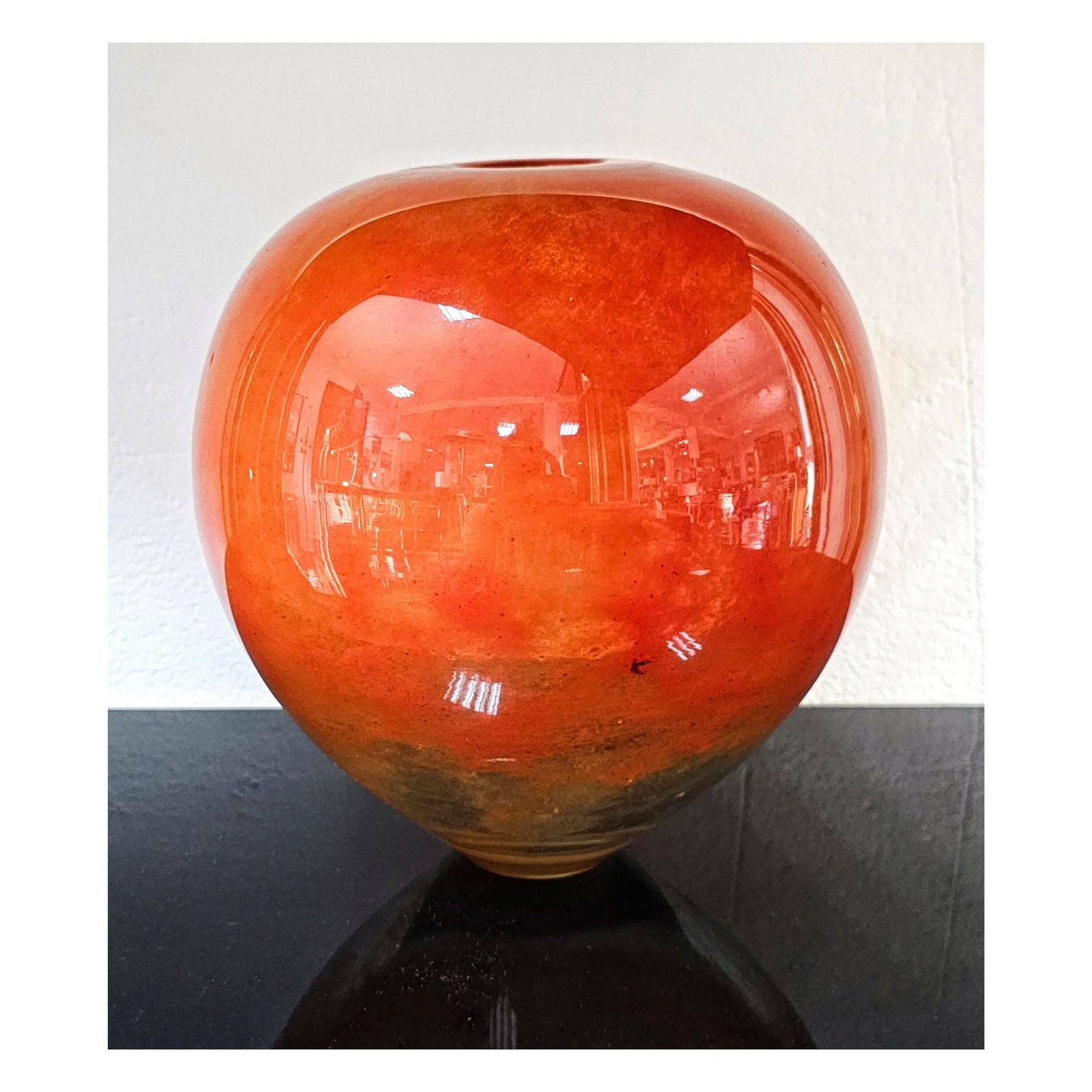 Rare Murano Glass Vase Done In Dark Orange Marble Like Glass // Stunning Murano Glass Vase // Made In Italy In 1950s